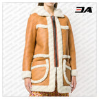 Brown & Beige Lambskin Fur Shearling Coat