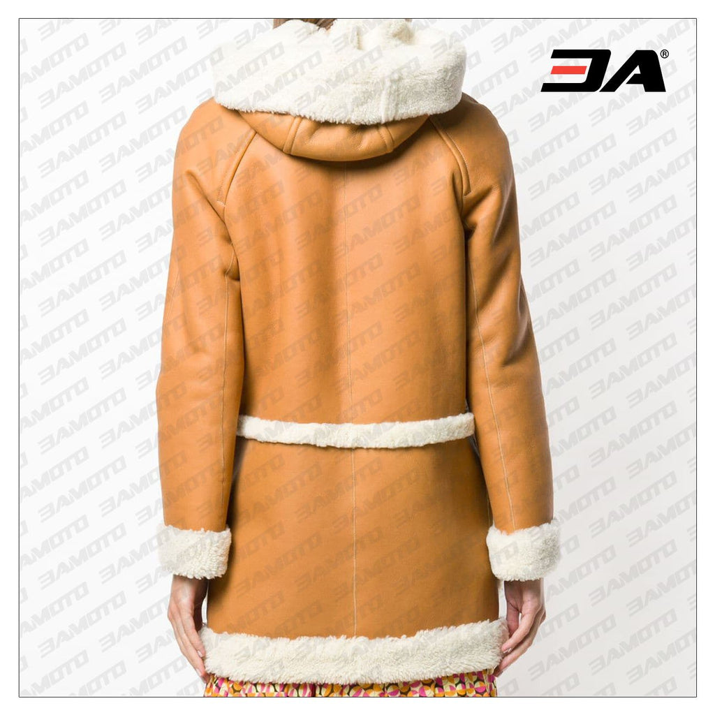 Brown & Beige Lambskin Fur Shearling Coat