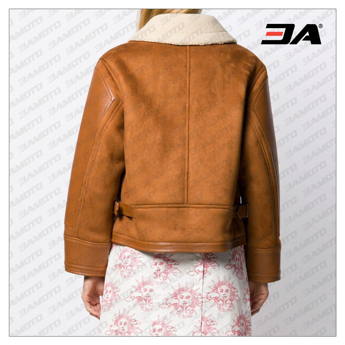 Brown Faux Leather Shearling Trimmed Fur Jacket