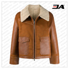 Brown Faux Leather Shearling Trimmed Fur Jacket