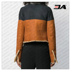 Brown Suede Lamb Fur Oversized Jacket