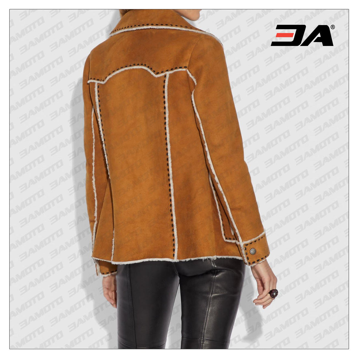 Brown Suede Leather Shearling Coat