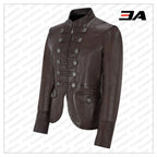 Brown Victory Military Parade Style Real Leather Jacket