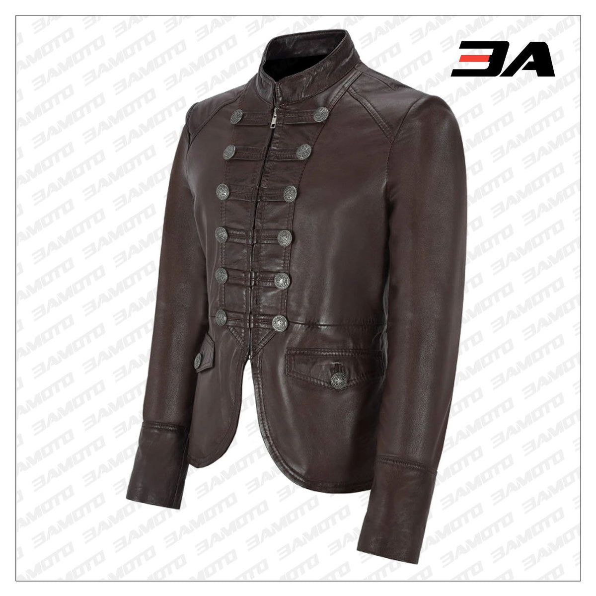 Brown Victory Military Parade Style Real Leather Jacket
