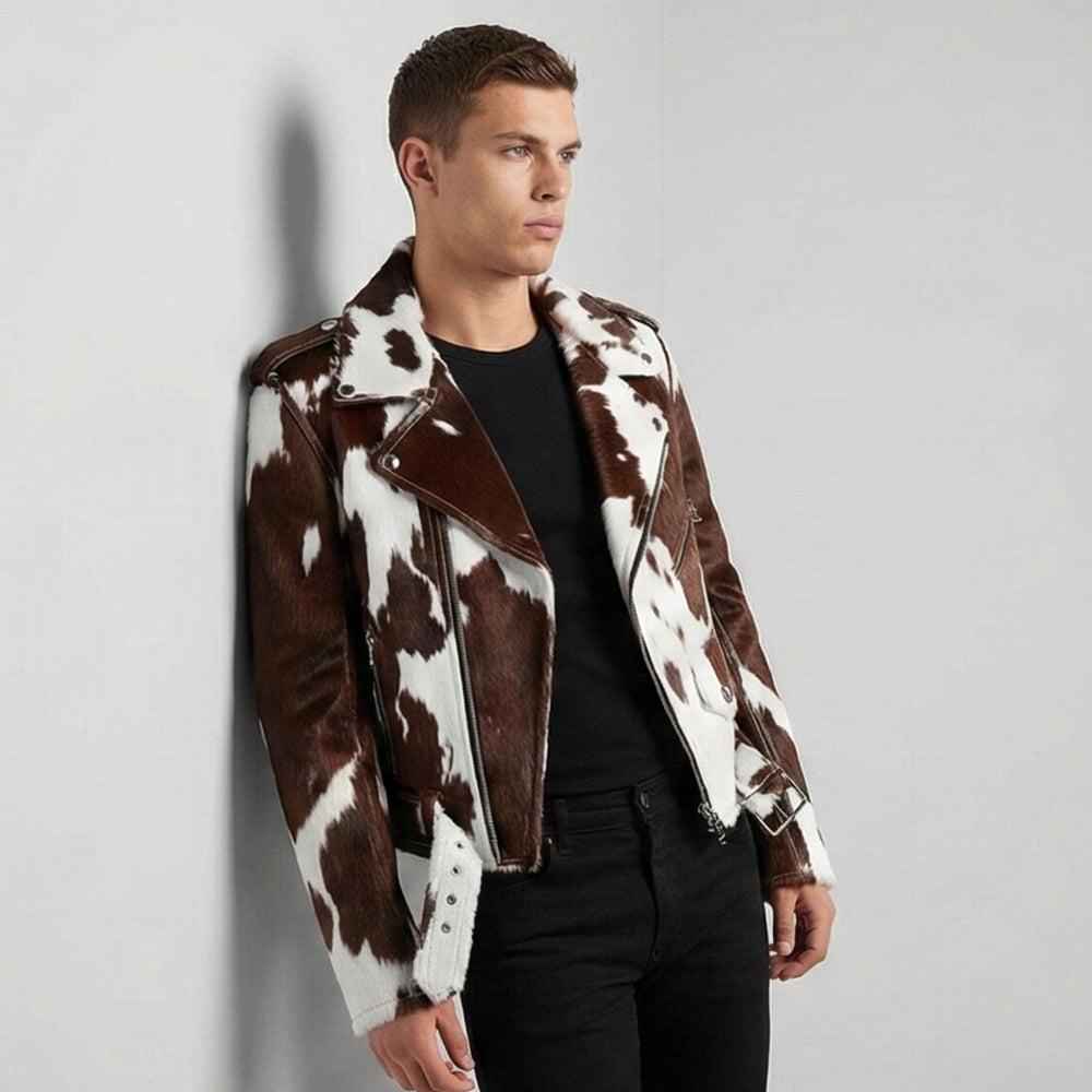 Men’s Hair-On Cowhide Double Rider Jacket