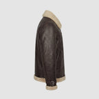 Brown Aviator Leather Jacket with Shearling Collar