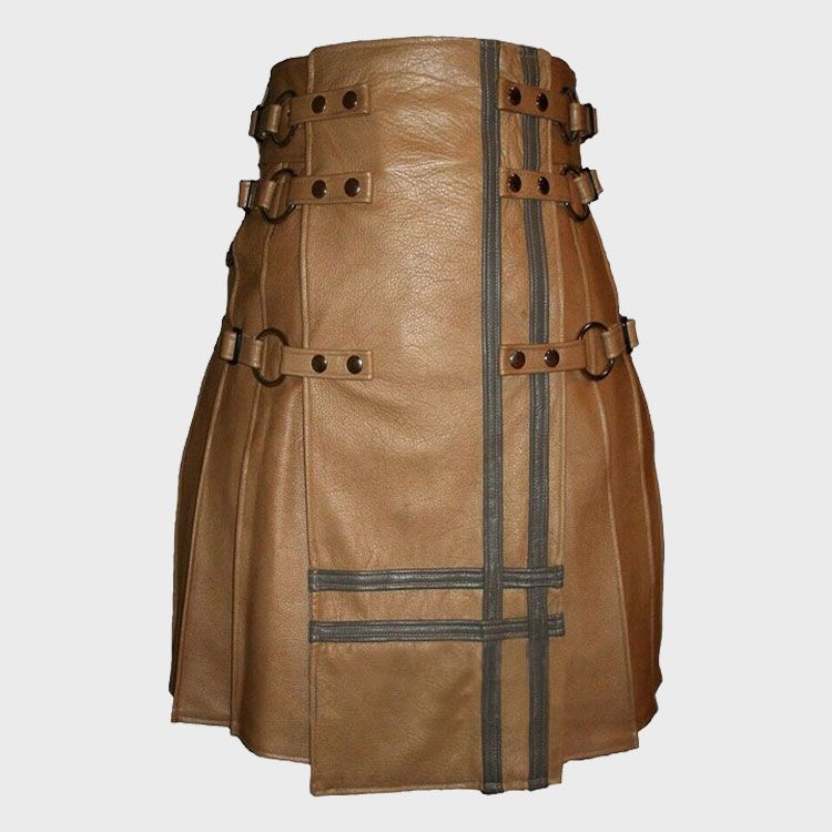BROWM LEATHER UTILITY STYLE KILT FOR MEN