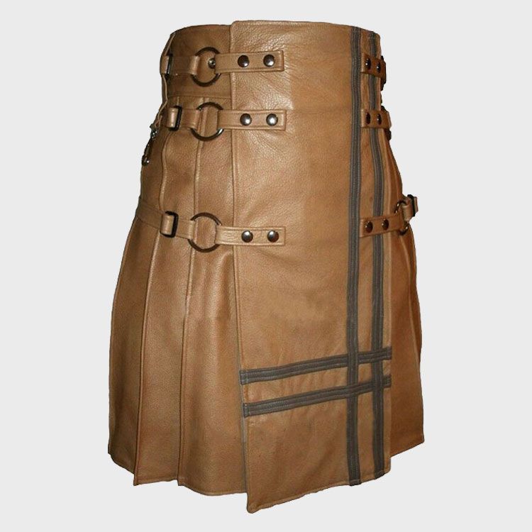 BROWM LEATHER UTILITY STYLE KILT FOR MEN