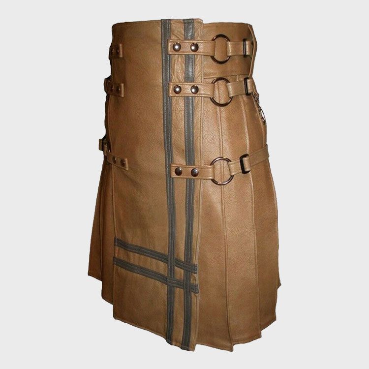 BROWM LEATHER UTILITY STYLE KILT FOR MEN