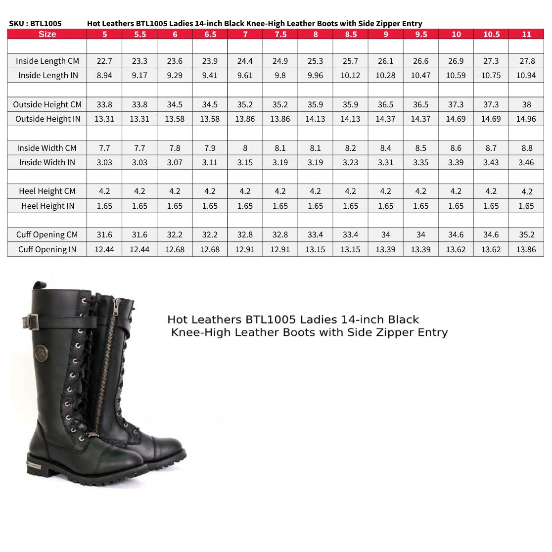 Hot Leathers Women's Midnight Rider Black Knee-High Boots - BTL1005