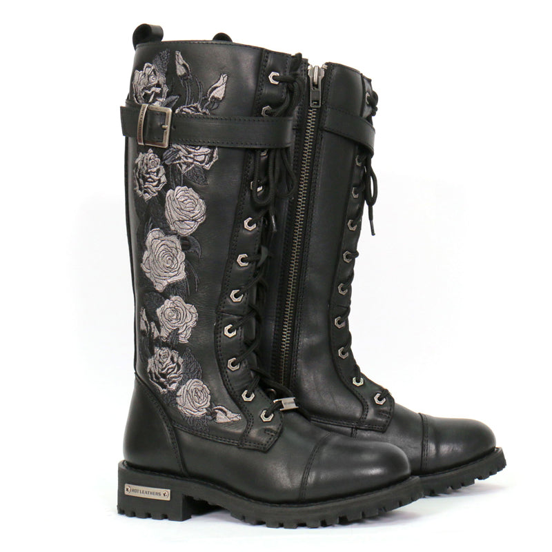 Hot Leathers Women's Wild Rose Black Knee-High Boots - BTL1007