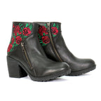 Hot Leathers Women's Thorned Rose Black Zipper Boots - BTL1008