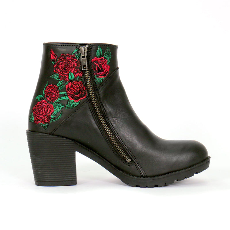 Hot Leathers Women's Thorned Rose Black Zipper Boots - BTL1008