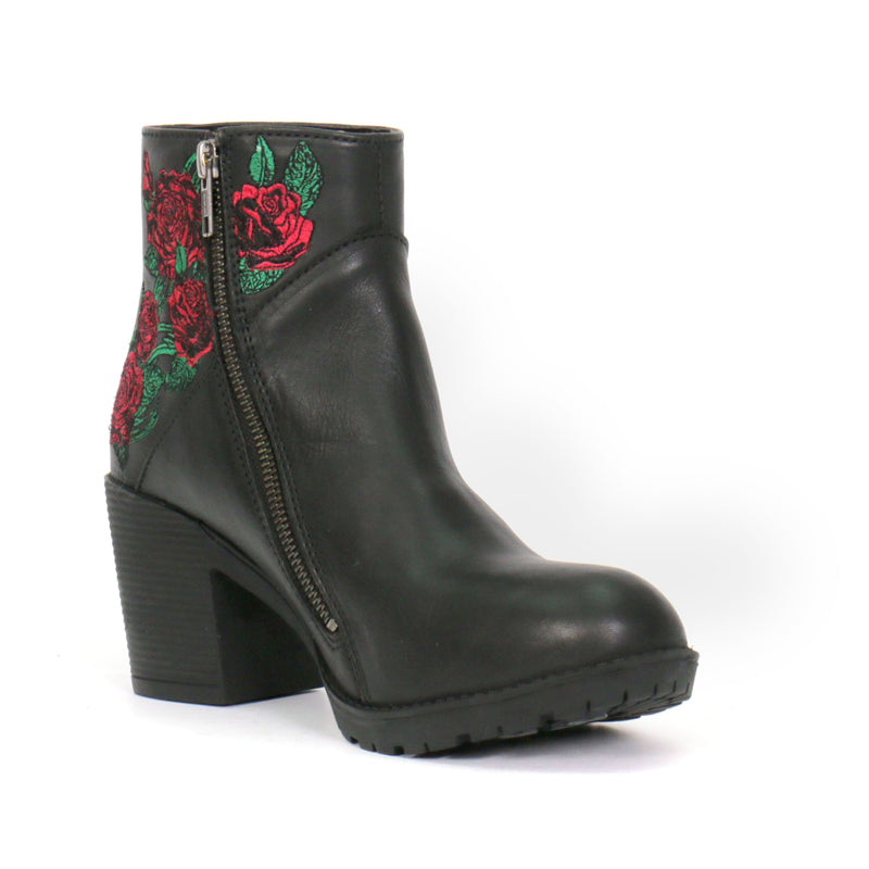 Hot Leathers Women's Thorned Rose Black Zipper Boots - BTL1008