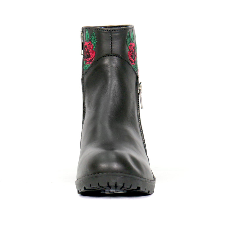 Hot Leathers Women's Thorned Rose Black Zipper Boots - BTL1008