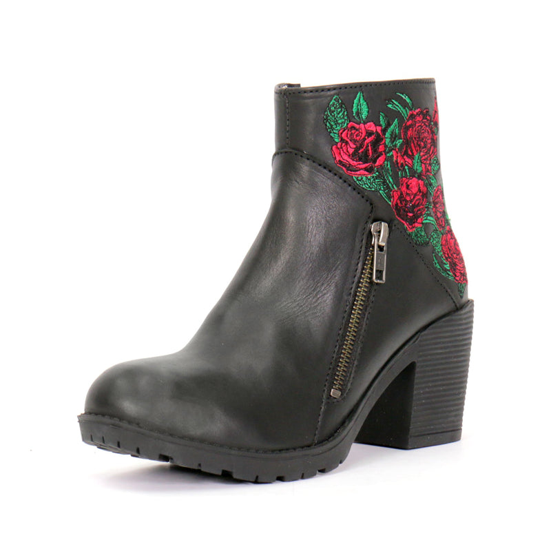 Hot Leathers Women's Thorned Rose Black Zipper Boots - BTL1008