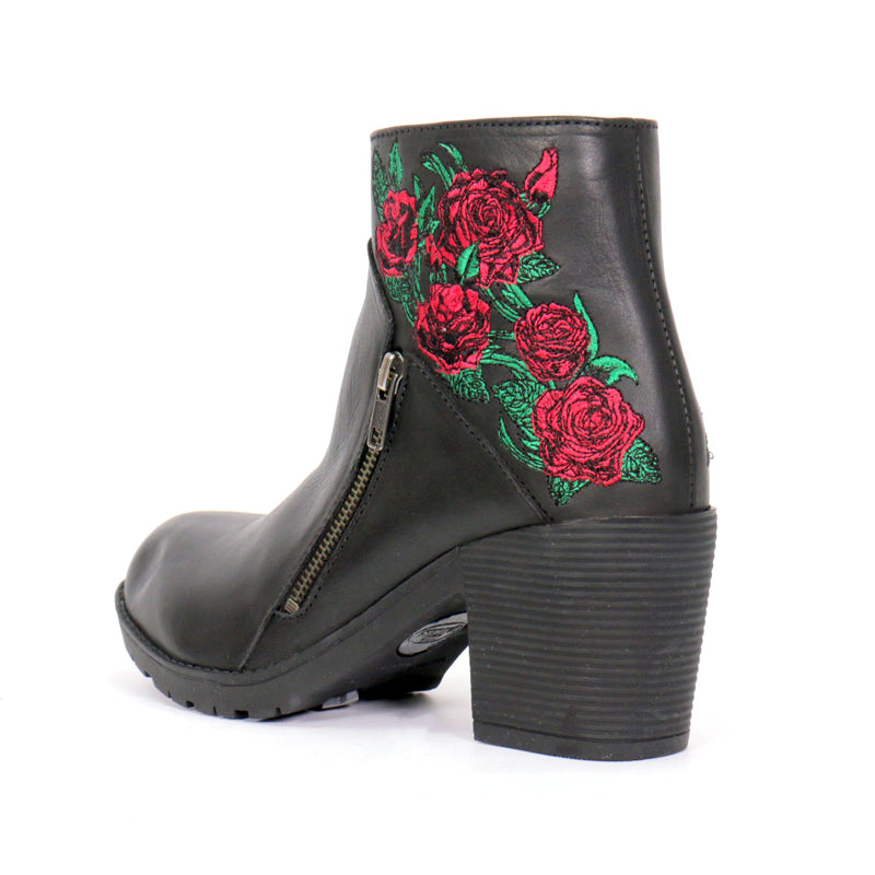Hot Leathers Women's Thorned Rose Black Zipper Boots - BTL1008