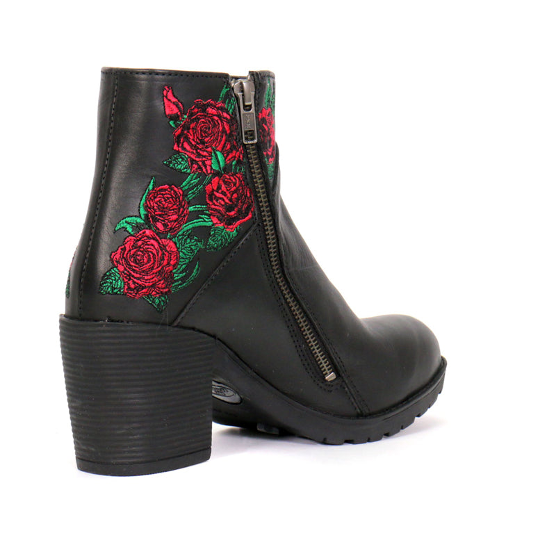 Hot Leathers Women's Thorned Rose Black Zipper Boots - BTL1008