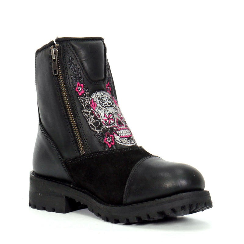 Hot Leathers Women's Sugar Reaper Black Zipper Boots - BTL1009