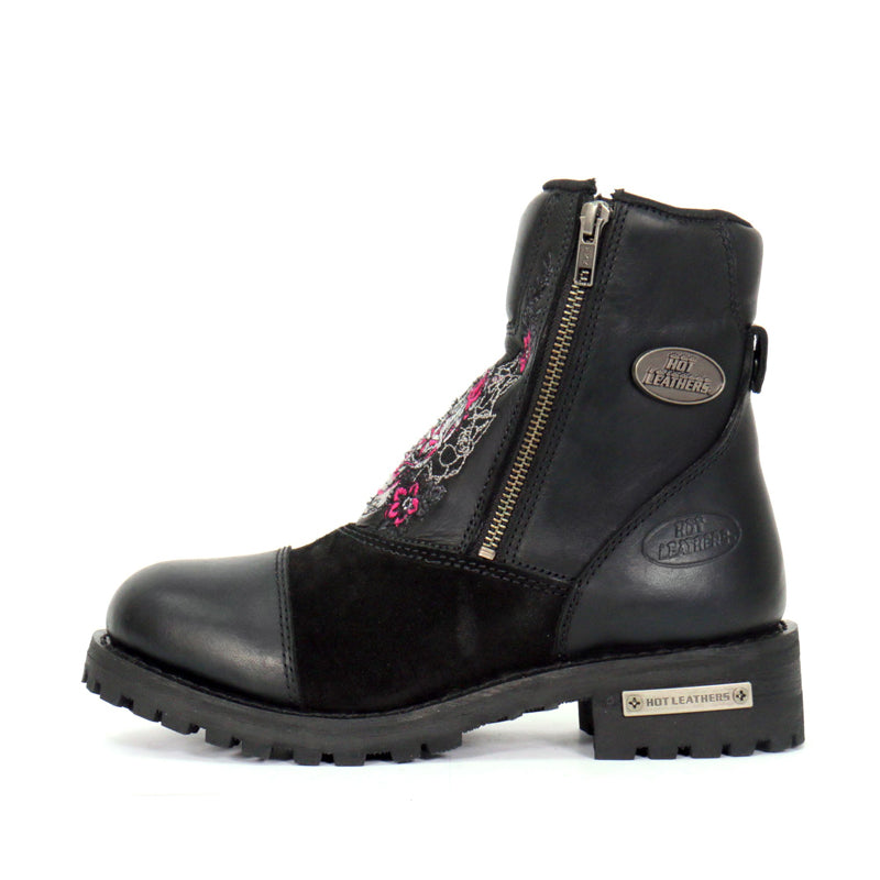 Hot Leathers Women's Sugar Reaper Black Zipper Boots - BTL1009