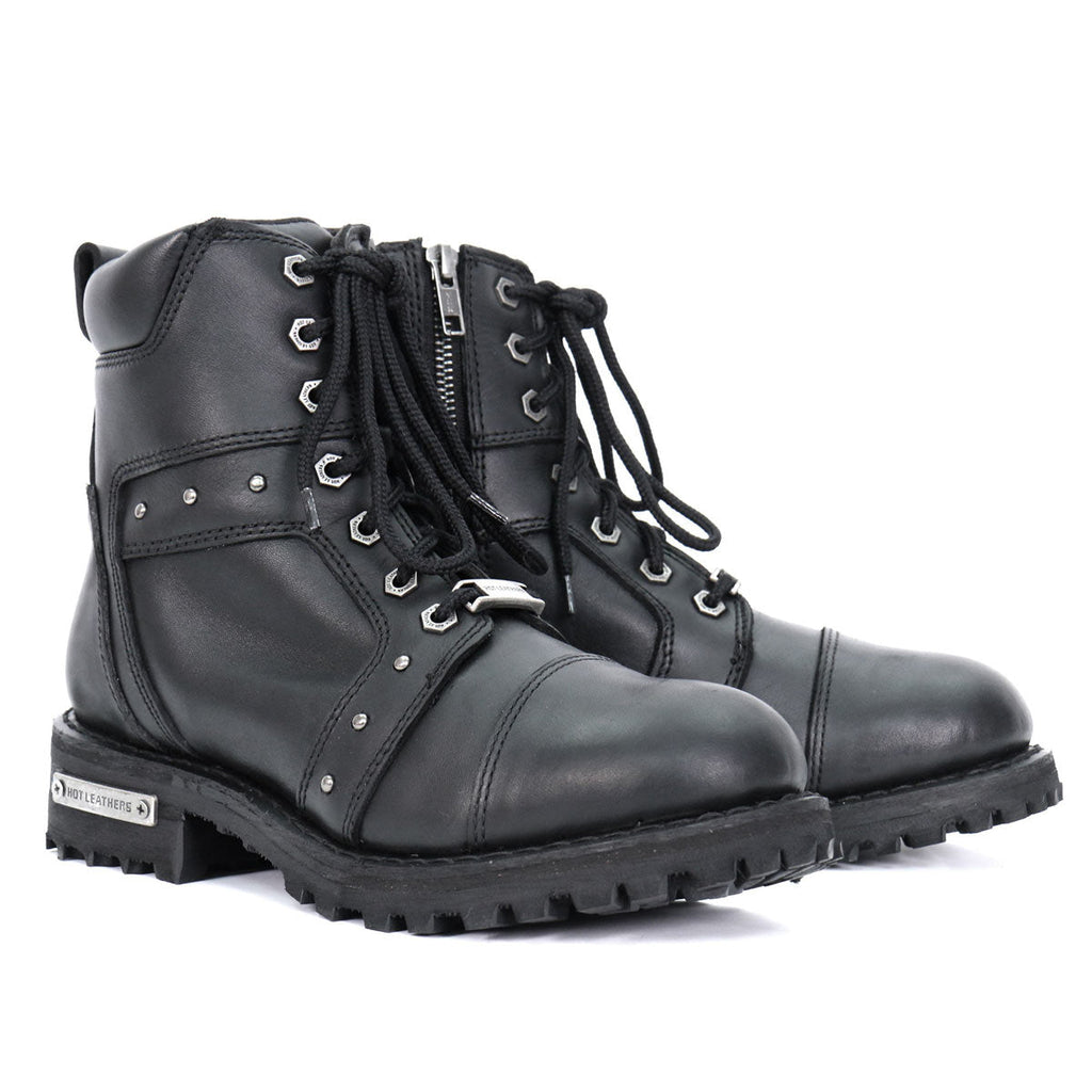 Hot Leathers Women's Studded Outlaw Black Logger Boots - BTL1010