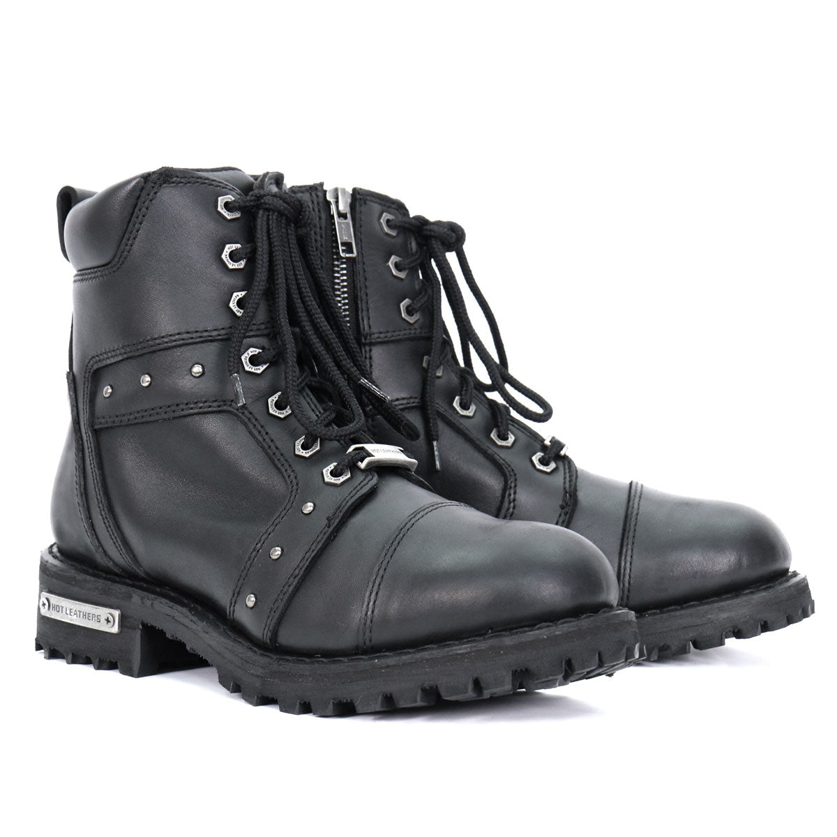 Hot Leathers Women's Studded Outlaw Black Logger Boots - BTL1010