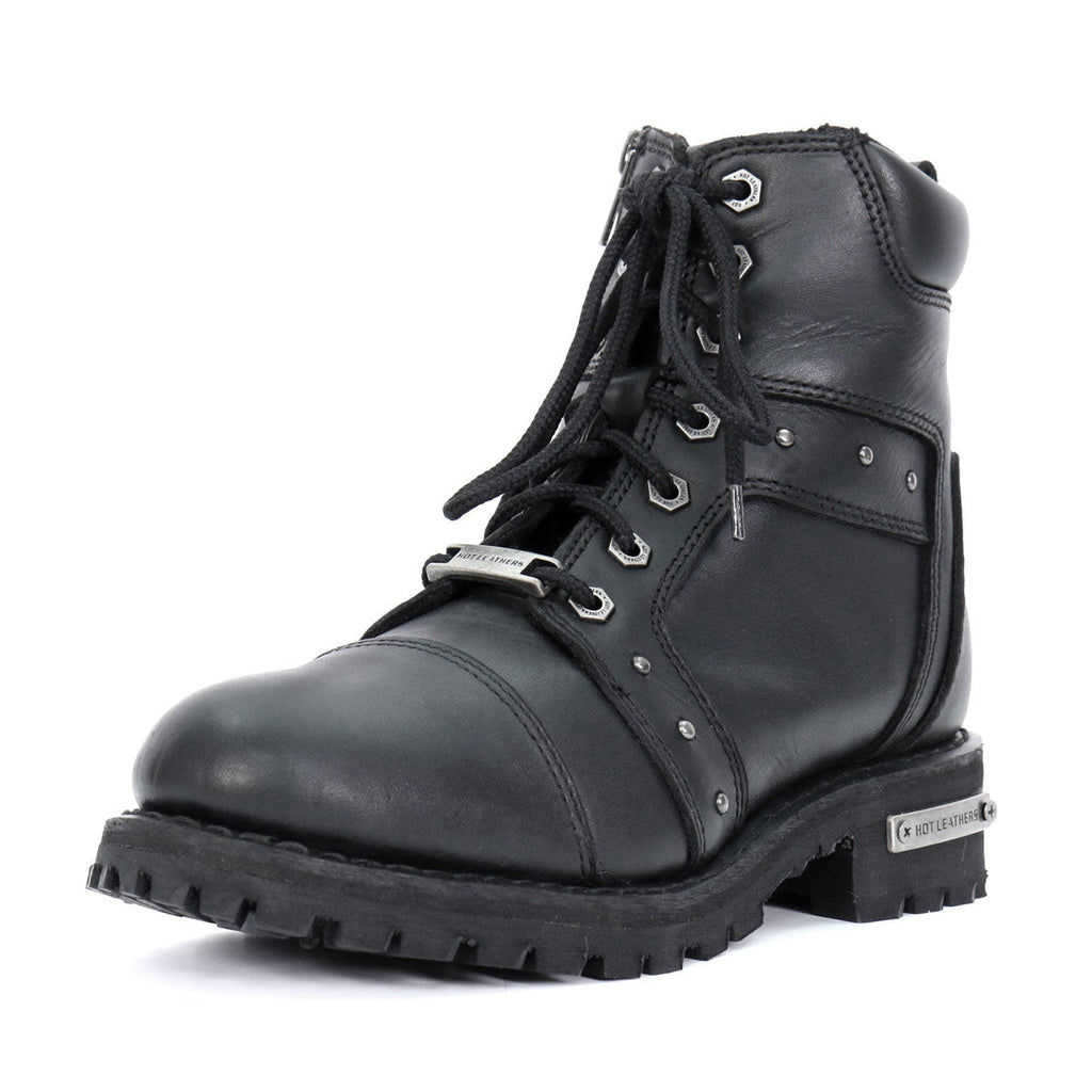 Hot Leathers Women's Studded Outlaw Black Logger Boots - BTL1010