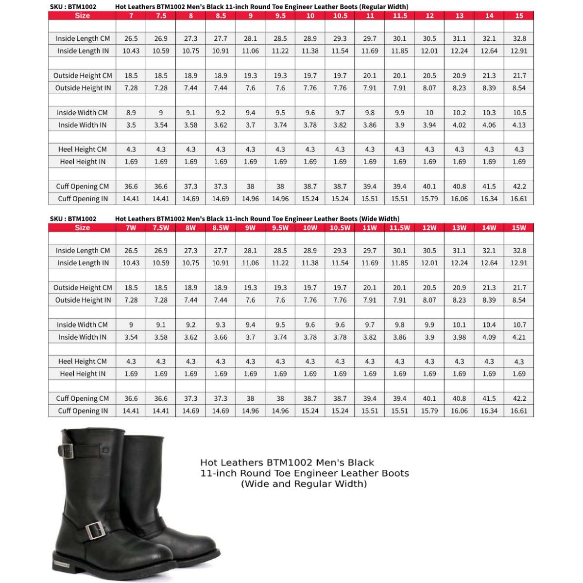 Hot Leathers Men's Iron Road Black Engineer Boots - BTM1002