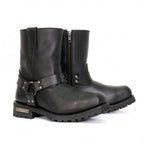 Hot Leathers Men's Short Fuse Black Harness Boots - BTM1004