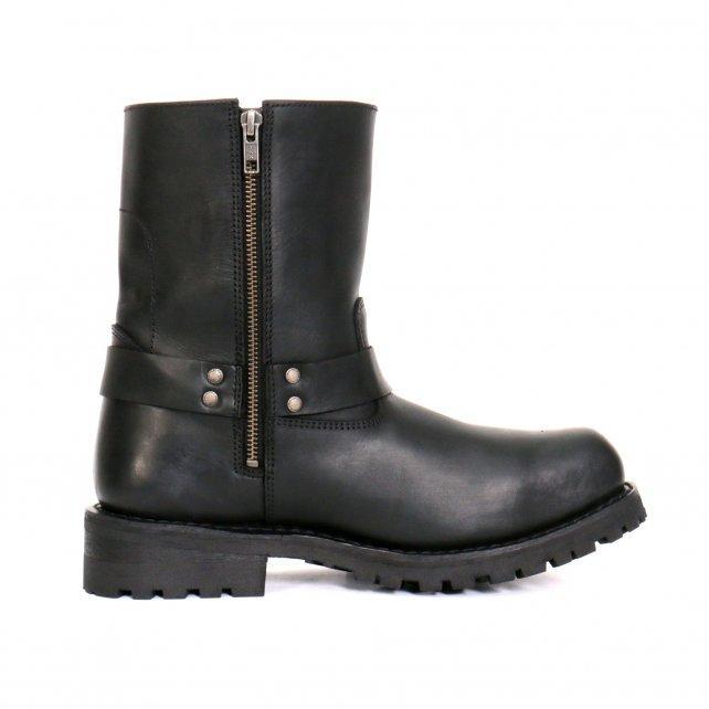 Hot Leathers Men's Short Fuse Black Harness Boots - BTM1004