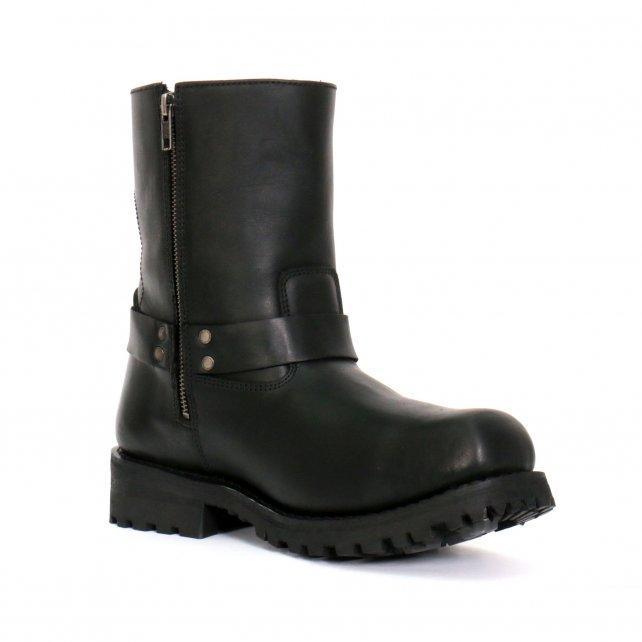 Hot Leathers Men's Short Fuse Black Harness Boots - BTM1004