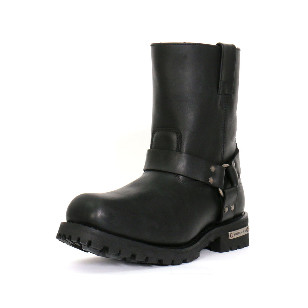 Hot Leathers Men's Short Fuse Black Harness Boots - BTM1004