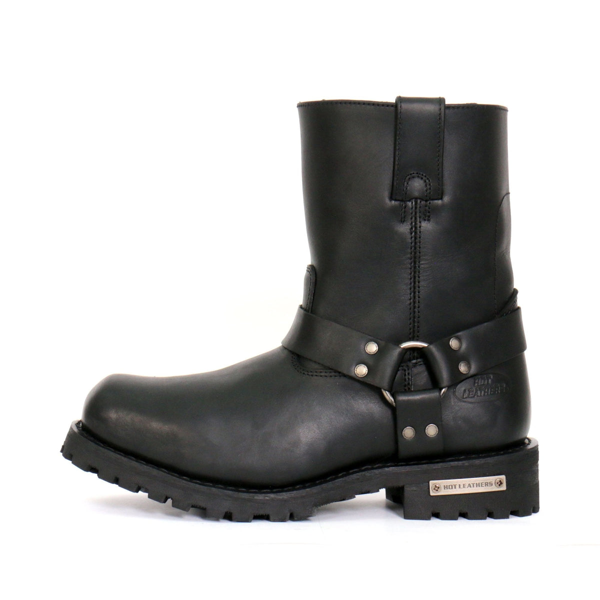 Hot Leathers Men's Short Fuse Black Harness Boots - BTM1004