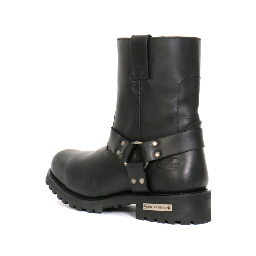 Hot Leathers Men's Short Fuse Black Harness Boots - BTM1004