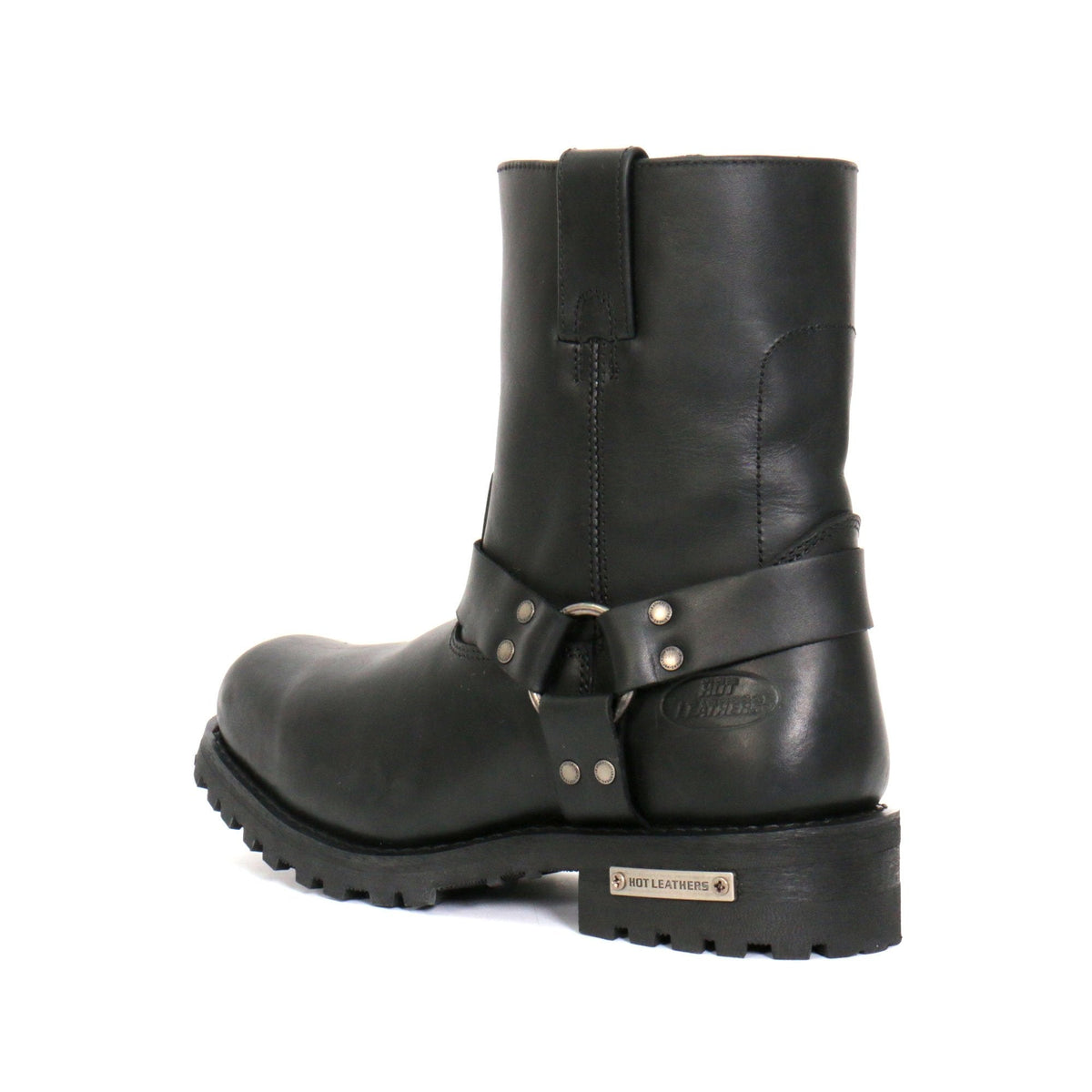 Hot Leathers Men's Short Fuse Black Harness Boots - BTM1004