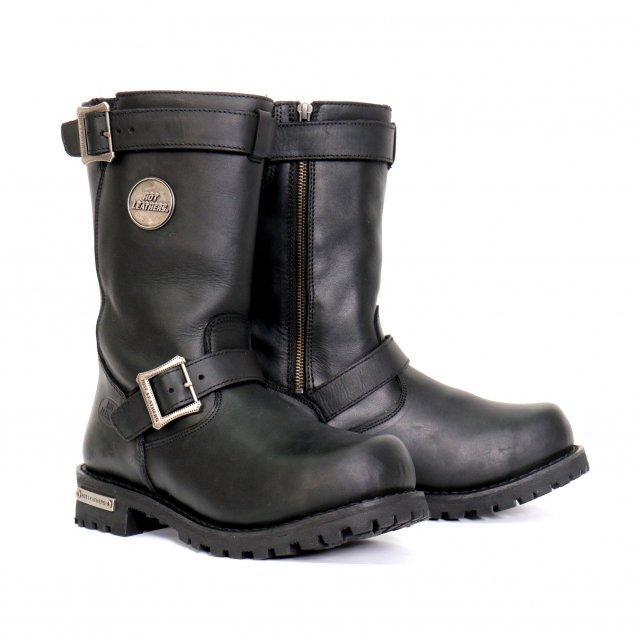 Hot Leathers Men's Road Forge Black Engineer Boots - BTM1005