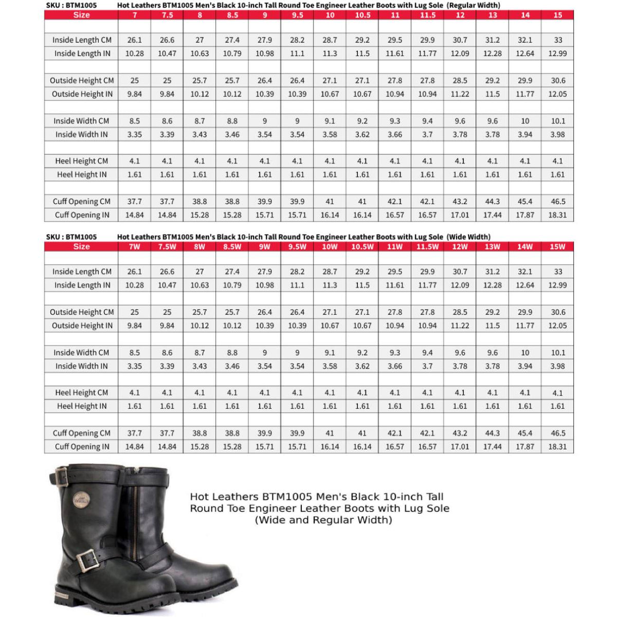 Hot Leathers Men's Road Forge Black Engineer Boots - BTM1005