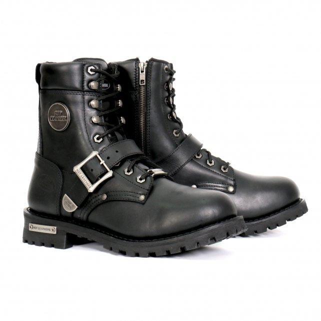 Hot Leathers Men's Iron Buckle Black Logger Boots - BTM1006