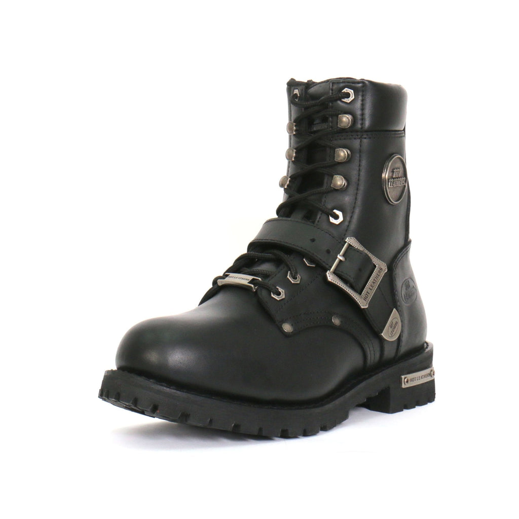 Hot Leathers Men's Iron Buckle Black Logger Boots - BTM1006