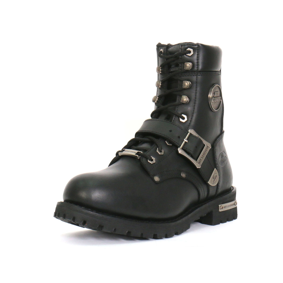 Hot Leathers Men's Iron Buckle Black Logger Boots - BTM1006