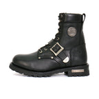 Hot Leathers Men's Iron Buckle Black Logger Boots - BTM1006