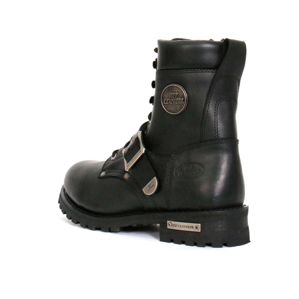 Hot Leathers Men's Iron Buckle Black Logger Boots - BTM1006