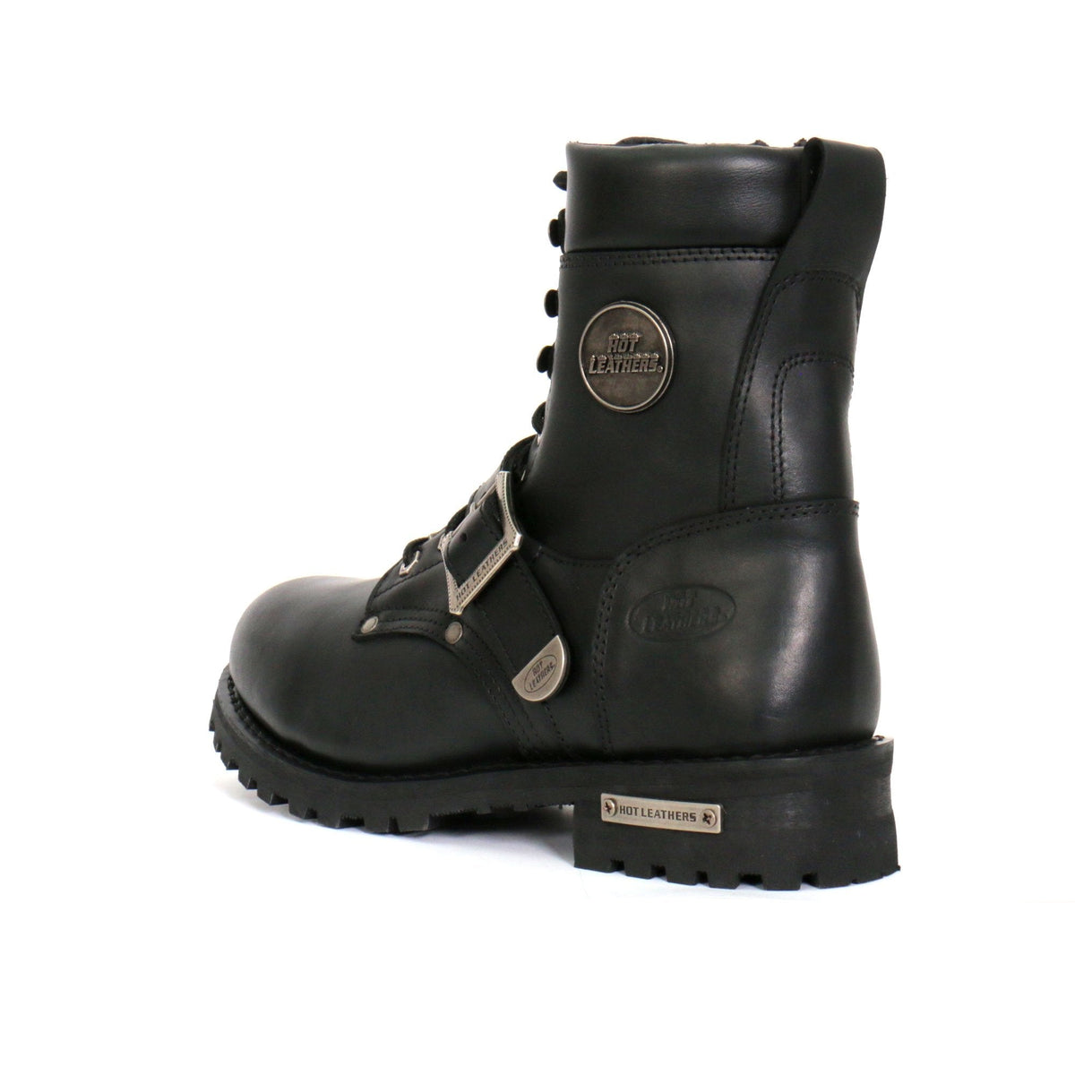 Hot Leathers Men's Iron Buckle Black Logger Boots - BTM1006