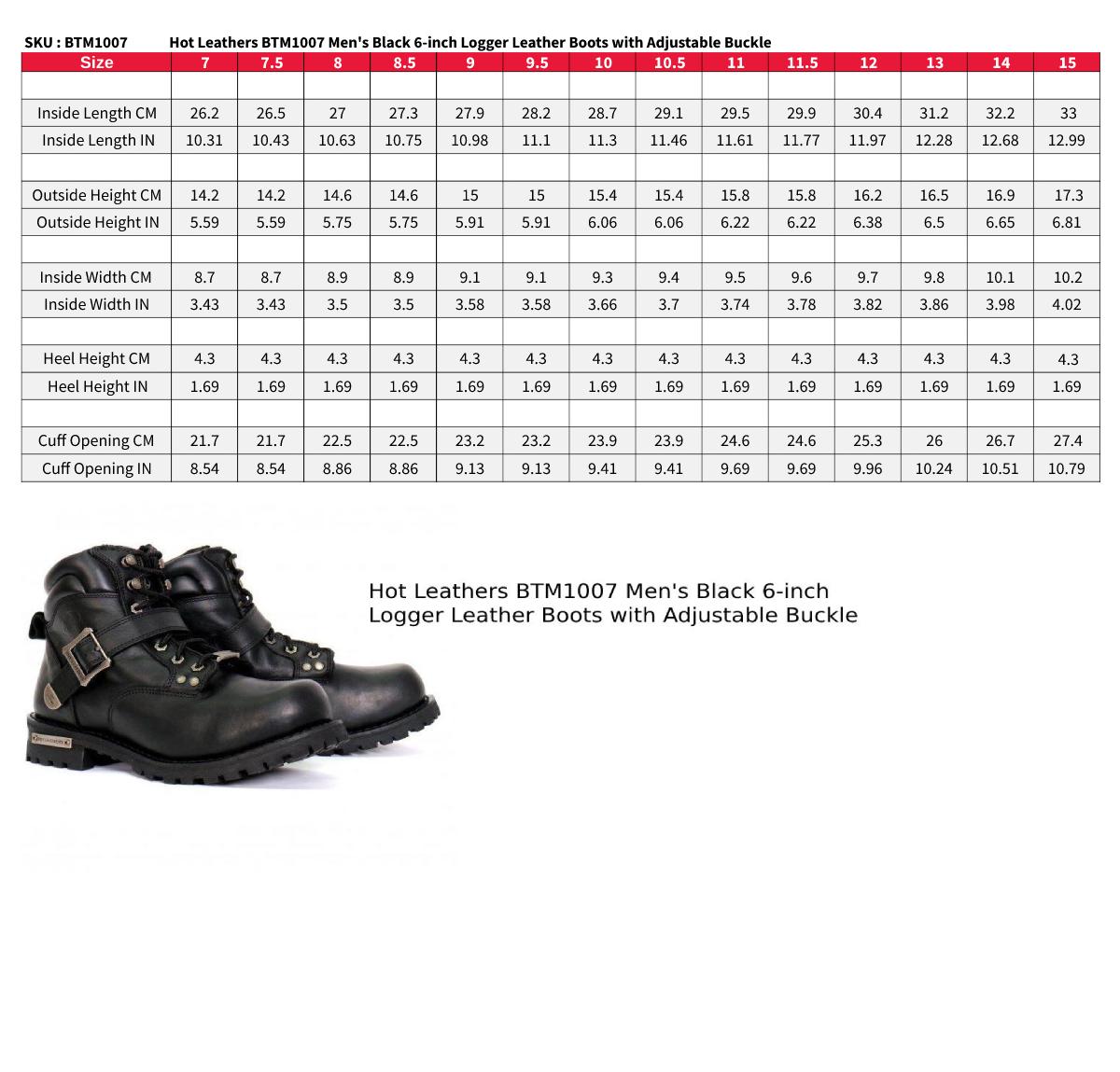 Hot Leathers Men's Road Scout Black Logger Boots - BTM1007