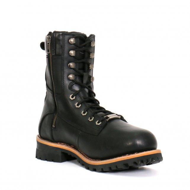 Hot Leathers Men's Two-Tone Renegade Black Logger Boots - BTM1011