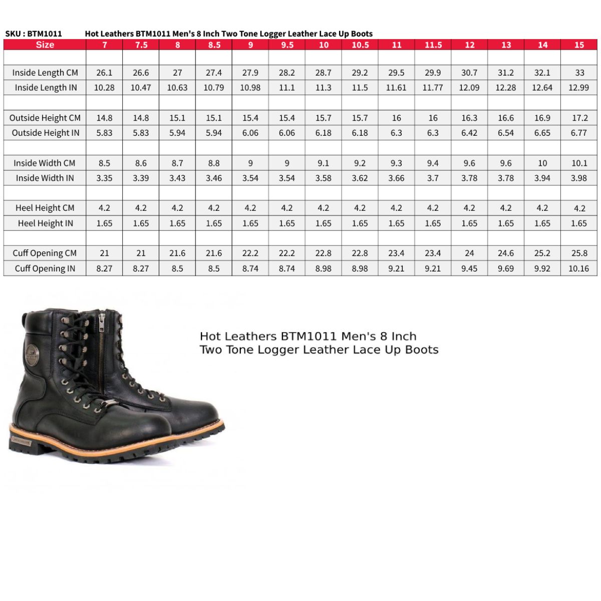 Hot Leathers Men's Two-Tone Renegade Black Logger Boots - BTM1011