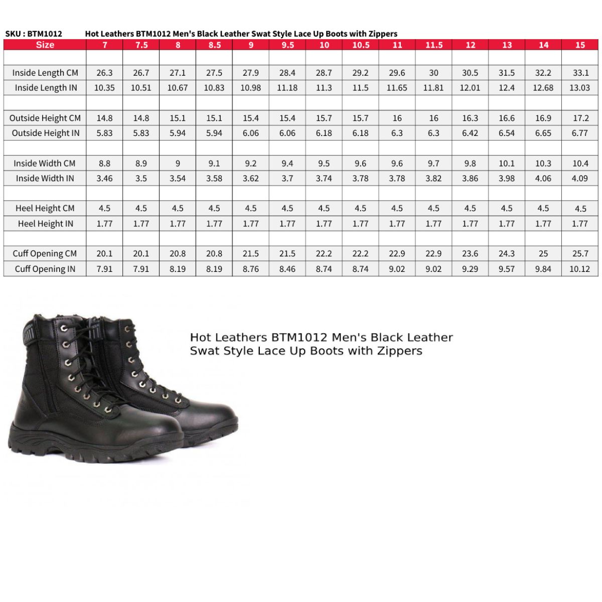 Hot Leathers Men's Night Patrol Black Lace-Up Boots - BTM1012
