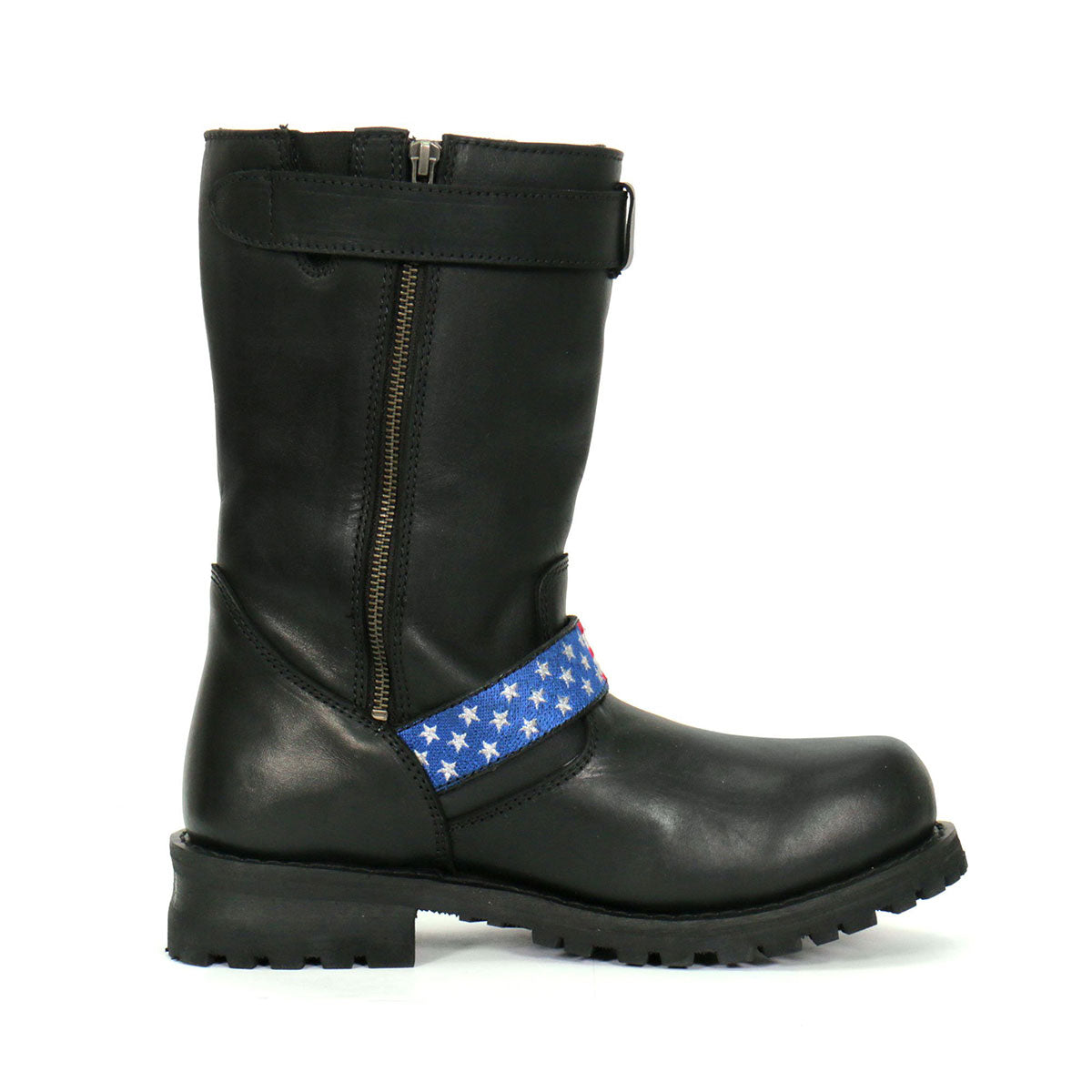 Hot Leathers Men's Stars & Stripes Black Engineer Boots - BTM1019