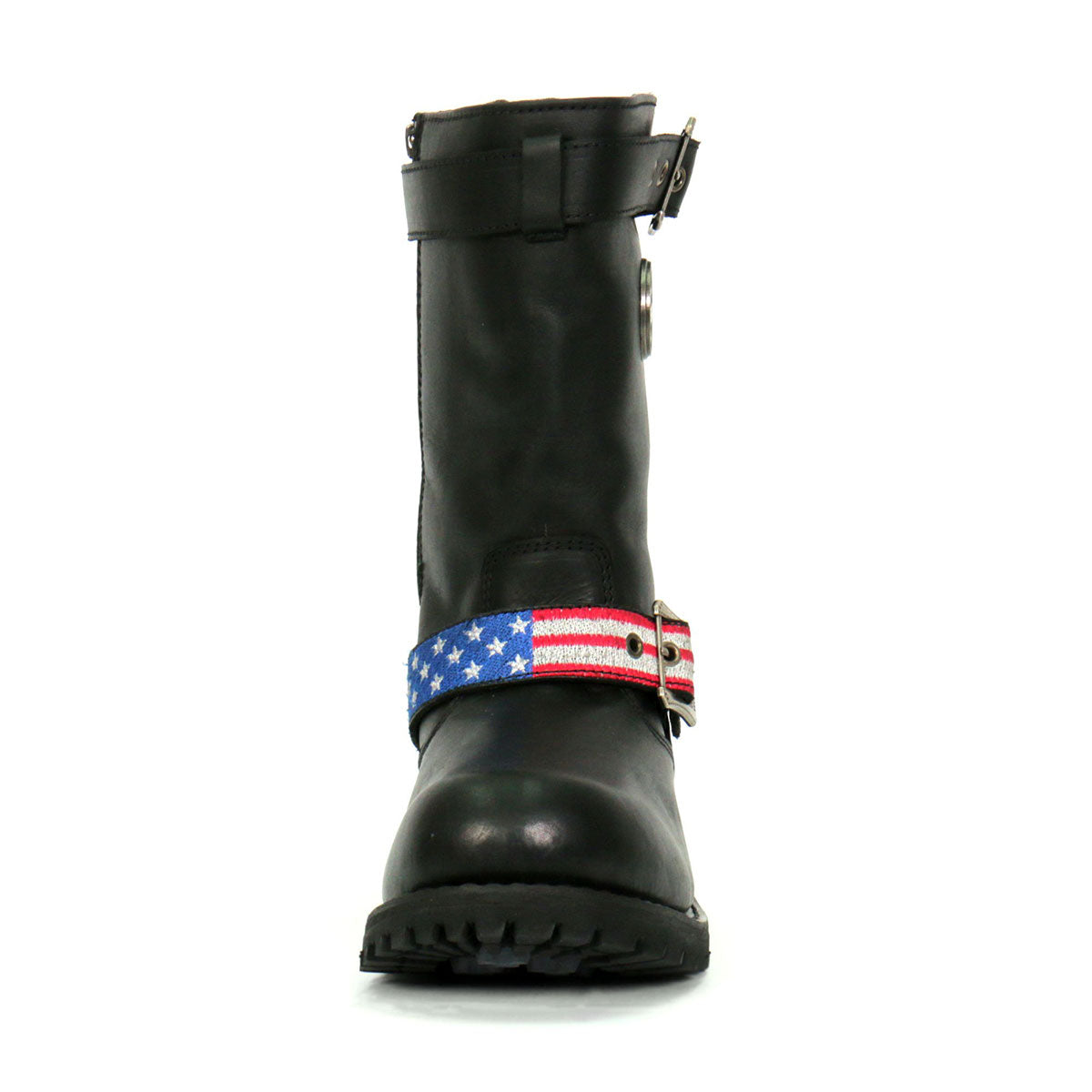 Hot Leathers Men's Stars & Stripes Black Engineer Boots - BTM1019