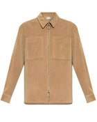 Burberry Men's Natural Logo-Embroidered Corduroy Zip Shirt Jacket